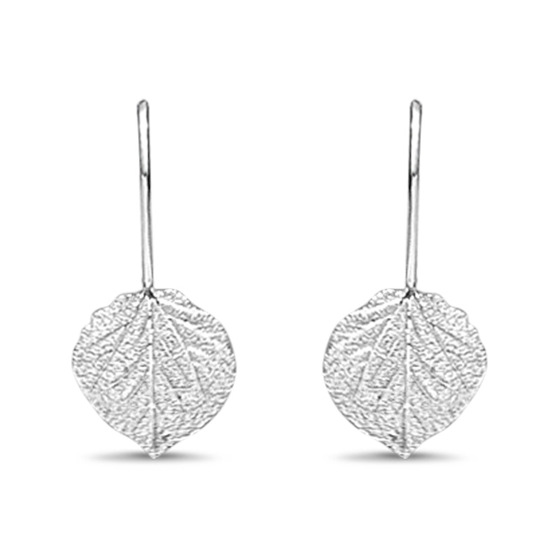 Sterling Silver Aspen Leaf Hoop Earrings