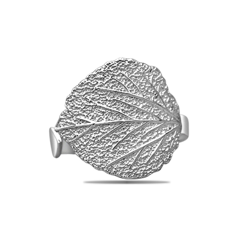 Sterling Silver Aspen Leaf Ring Adjustable