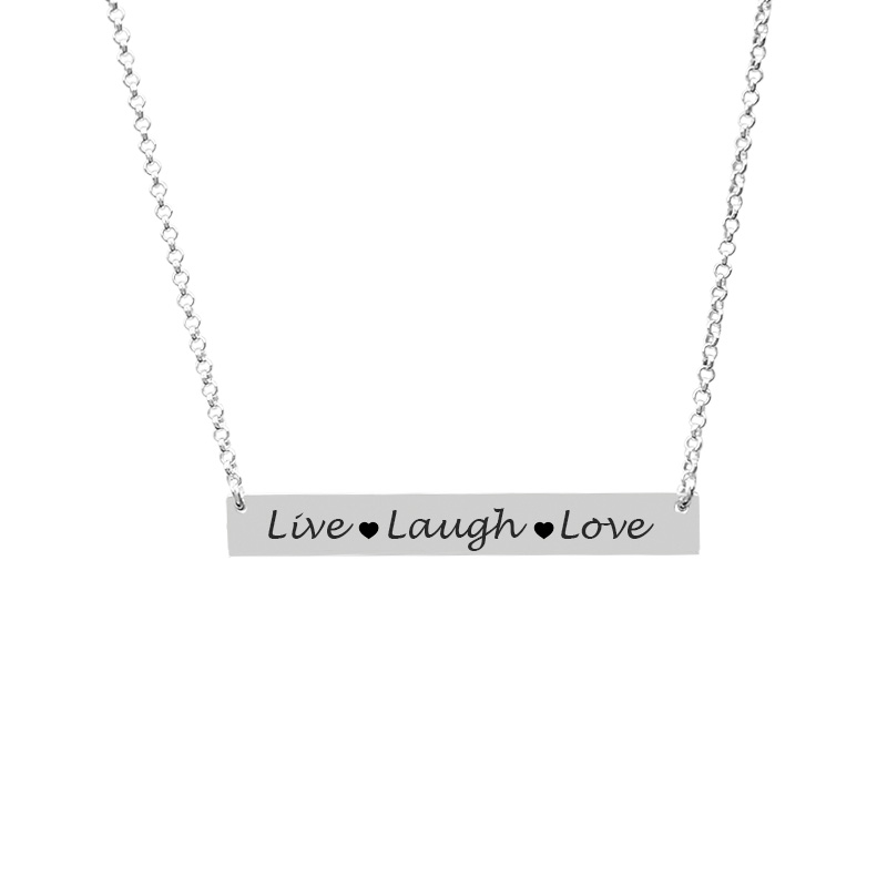 Customizable Bar Pendant Engraved With Phrase Bar Pendant Live Luagh Love