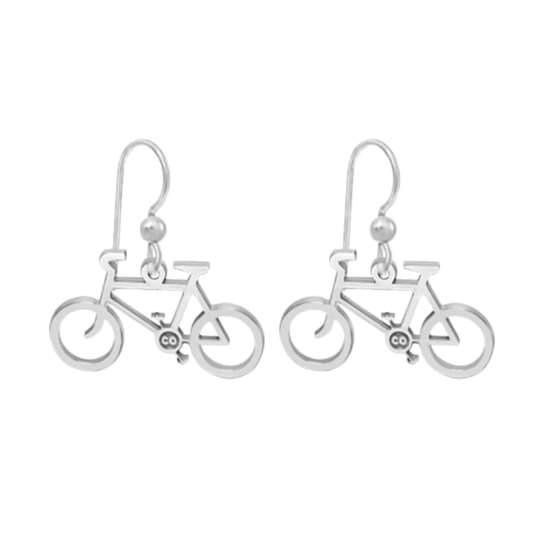 Kavalis Colorado Collections Sterling Silver Hoop Bicycle Earrings Personalized With Your State or Initials