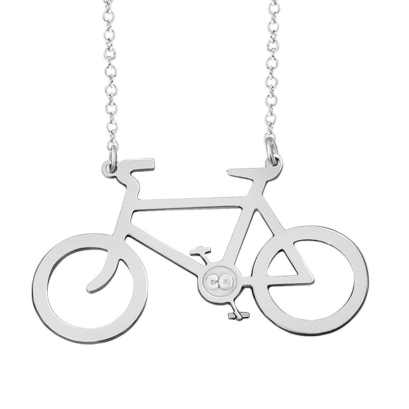 Sterling Silver Bicycle Pendant Personalized With Your State or Initials