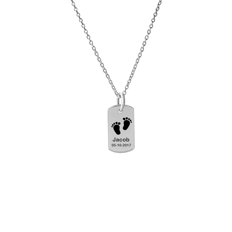 Customizable Dog Tag Small Customized With Footprint and Name Jacob