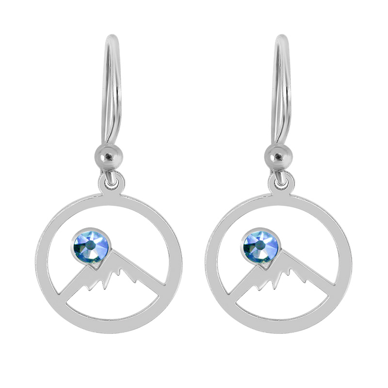 Colorado Collection Silver Earrings Outline Colorado Rockies and Sky Blue Swarovski Crystal