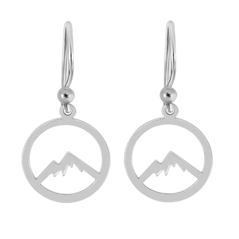 Kavalis Colorado Collection Silver Hoop Earrings with Outline of the Colorado Rocky Mountains