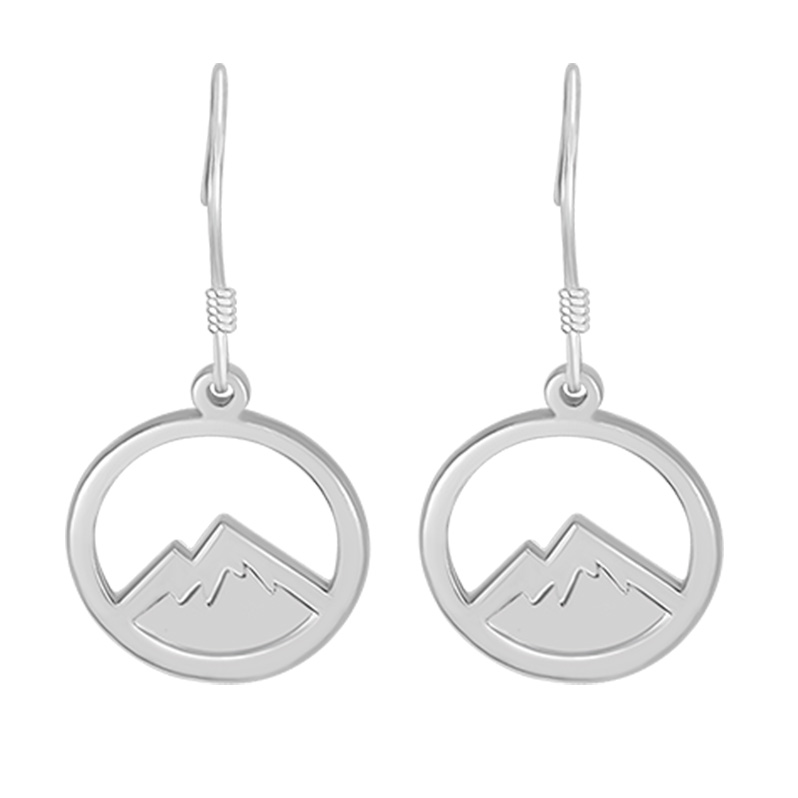 Kavalis Colorado Collection Sterling Silver Hoop Earrings with Engraved Rocky Mountains
