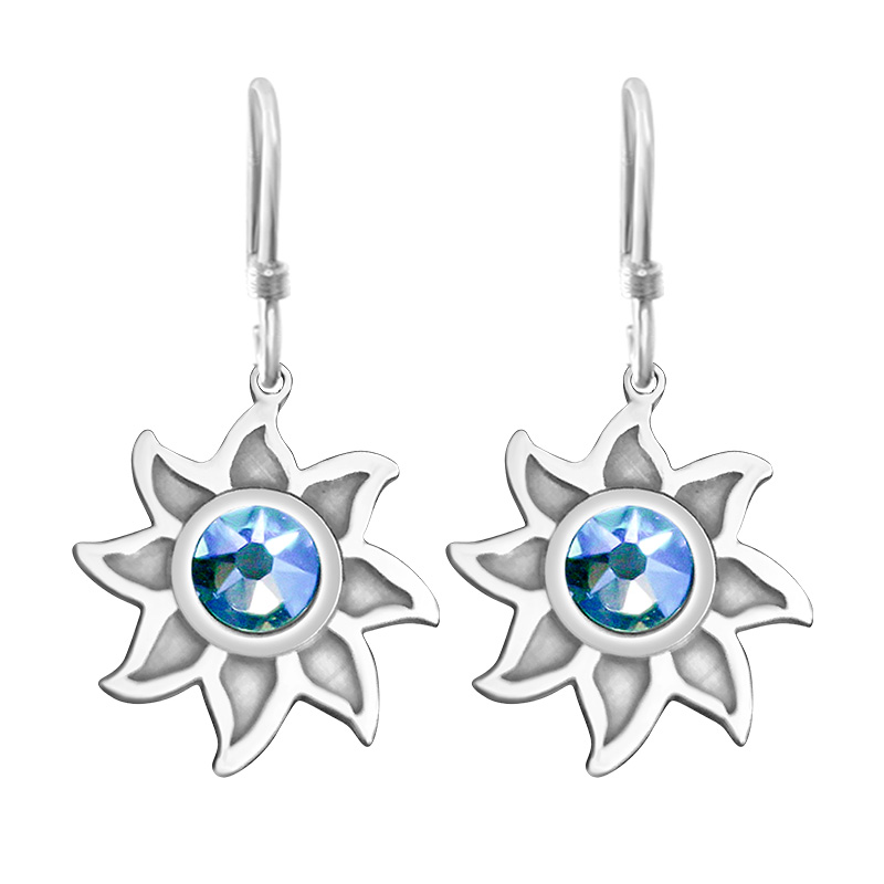 Colorado Collection Hoop Earrings Sunshine With Sky Blue Swarovski Crystal