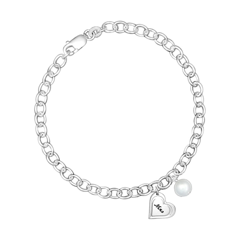 Chain bracelet with heart engraved with Mrs