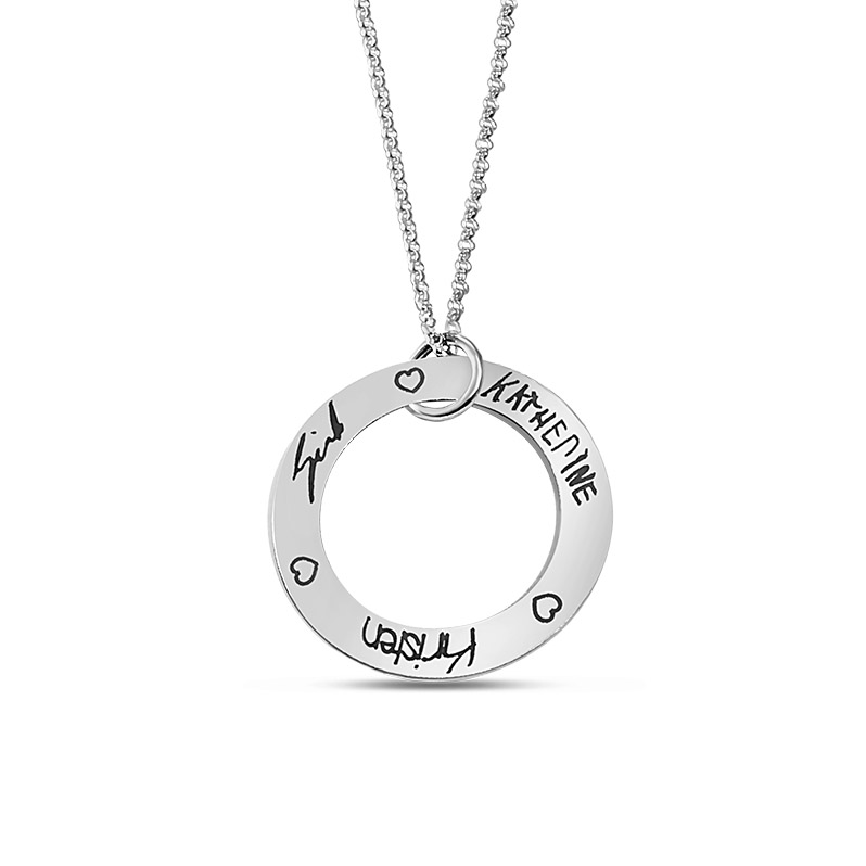 Customizable Open Disc Pendant -engraved with kid's Signatures