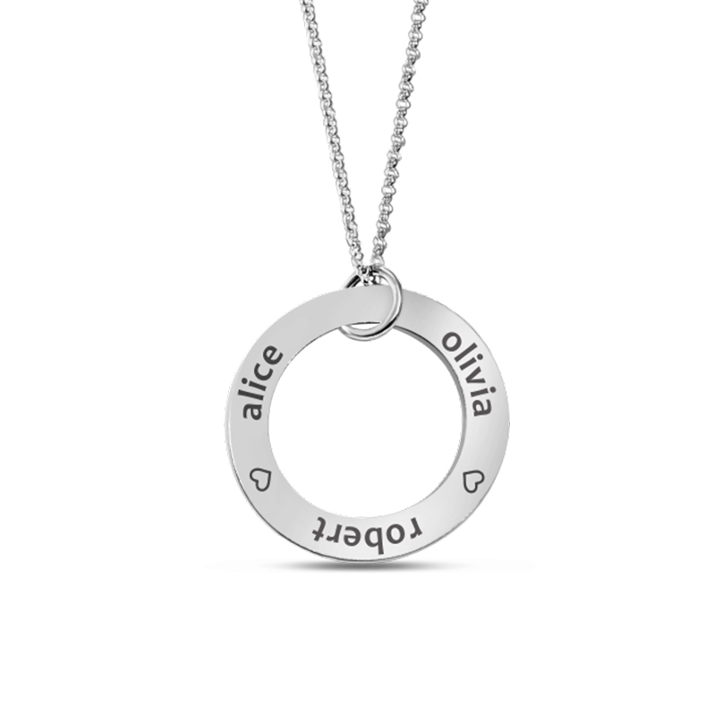 Customizable Open Disc Pendant engraved with kid's names
