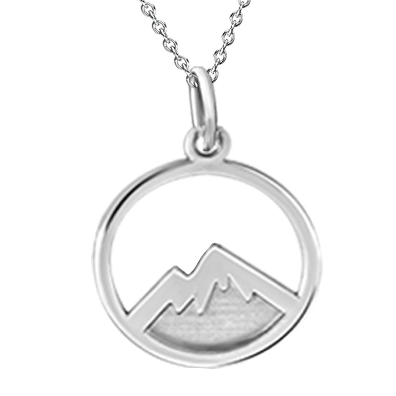 Kavalis Colorado Collection Sterling Silver Pendant with Engraved Colorado Rocky Mountains