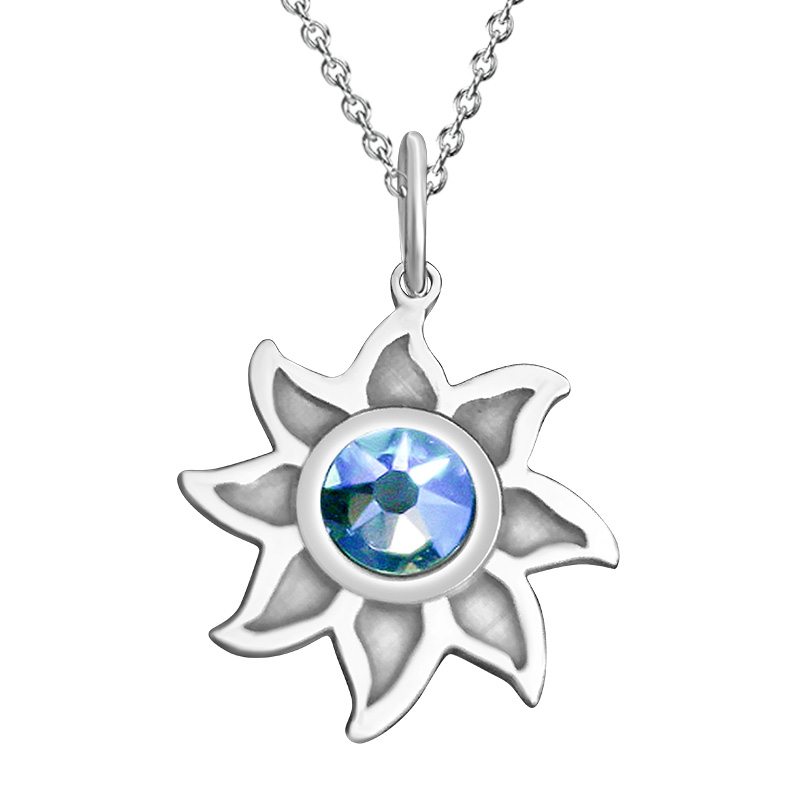 Kavalis Colorado Collection Sterling Silver Sunshine Pendant with Sky-Blue Swarovski Crystal