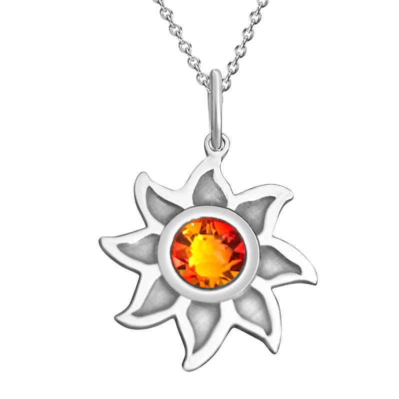 Kavalis Colorado Collection Sterling Silver Sunshine Pendant with Topaz Red Swarovski Crystal