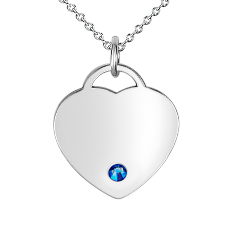 Small Heart Pendant with blue Swarovski Crystal