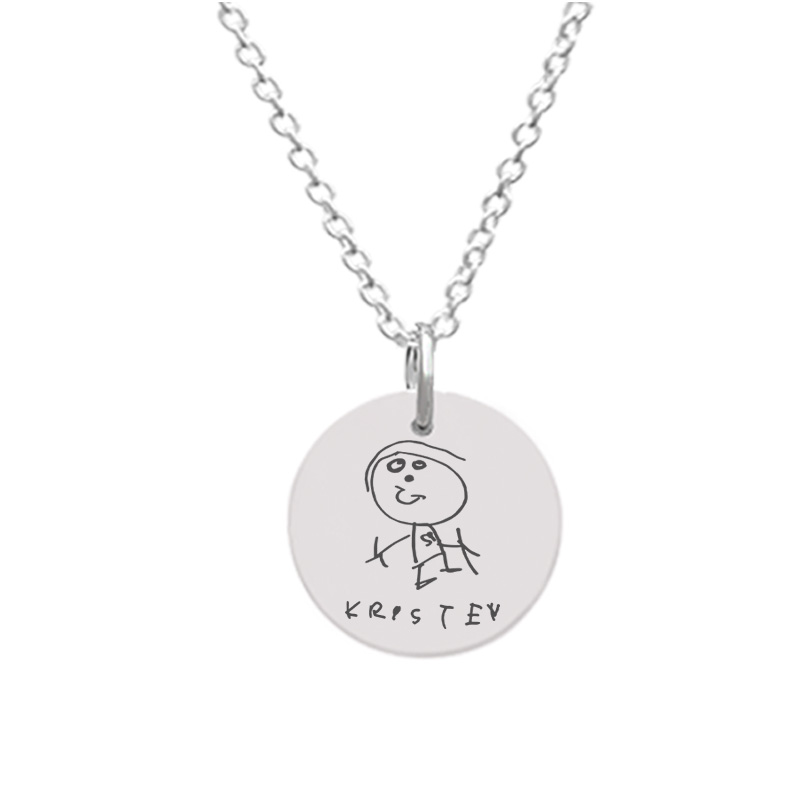 Customizable Disc Pendant - Large with Stickman Drawing